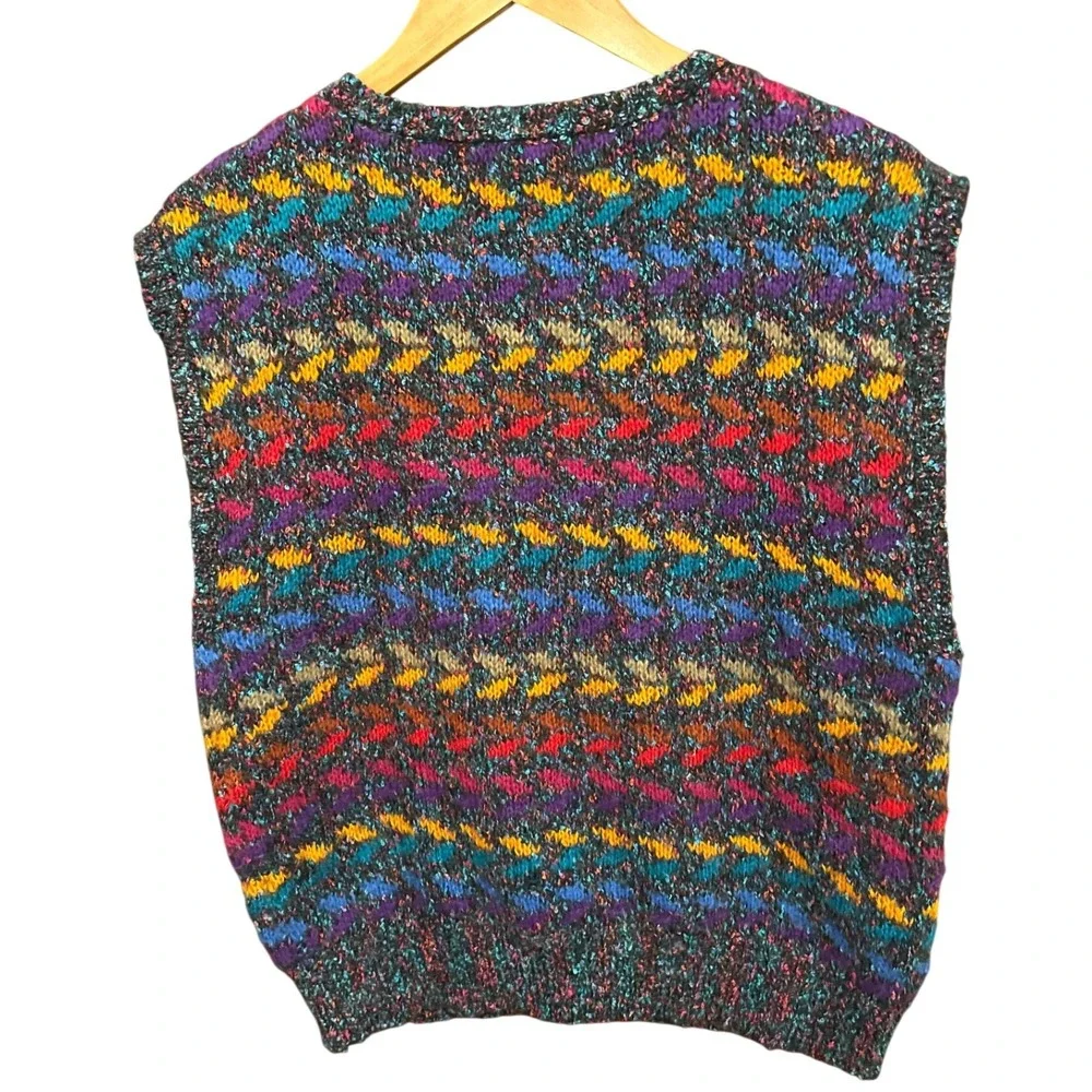 Vintage Multicolor Knit Sweater Vest Anderson-Little Retro Fair Isle Style L - Picture 3 of 5